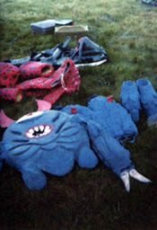 The empty costume of the Team Space Bug member Sky Deviler