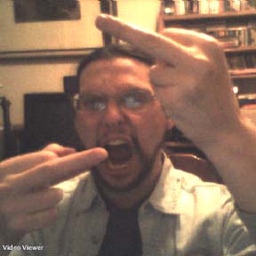 Two upraised middle digits