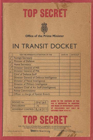 TOP SECRET.  Access to the contents of this file is restricted to Ministers and Heads of Departments.