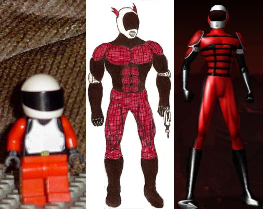 from L to R: Lego Speed-Skate, drawing of Godspeed, Augenblich avatar