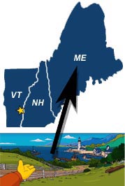 Ned Flanders gestures to Maine, which does not share a border with Vermont