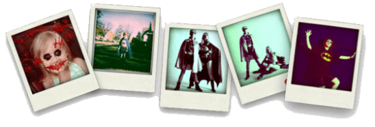 Polaroids of people dressed as Batman