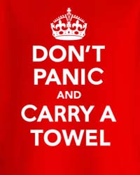 ThinkGeek: Don't Panic and Carry A Towel