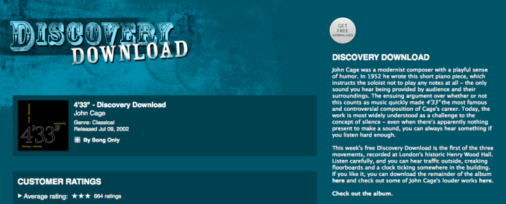 iTunes: Discovery Download: John Cage iTunes: Discovery Download: John Cage