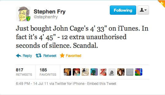 Twitter: Stephen Fry: 14 July 2011 Twitter: Stephen Fry: 14 July 2011