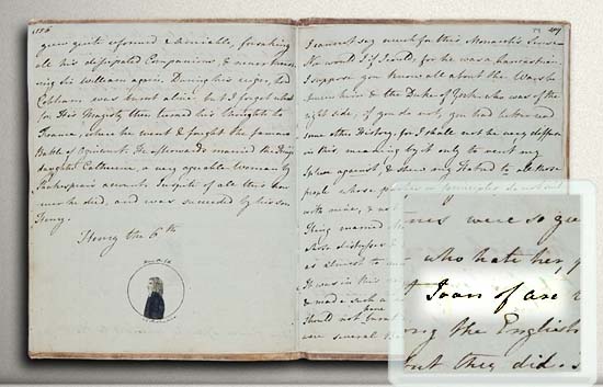 Jane Austen's manuscript HISTORY OF ENGLAND, featuring Joan of Arc.