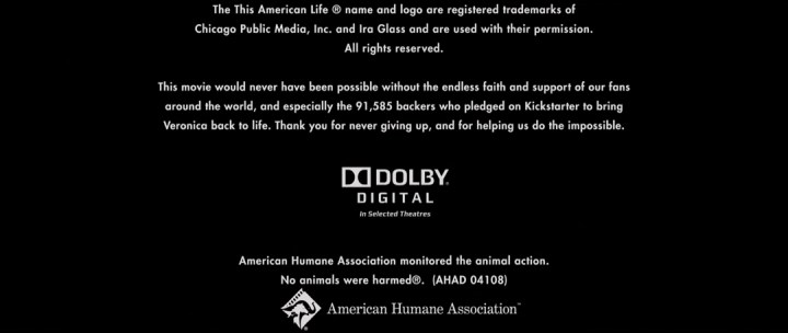 VERONICA MARS -- Kickstarter Credit VERONICA MARS -- Kickstarter Credit