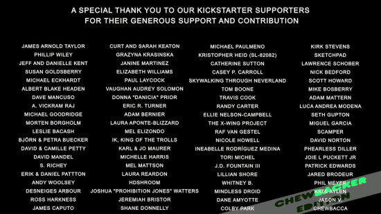 STANDING IN THE STARS: THE PETER MAYHEW STORY -- Kickstarter credits