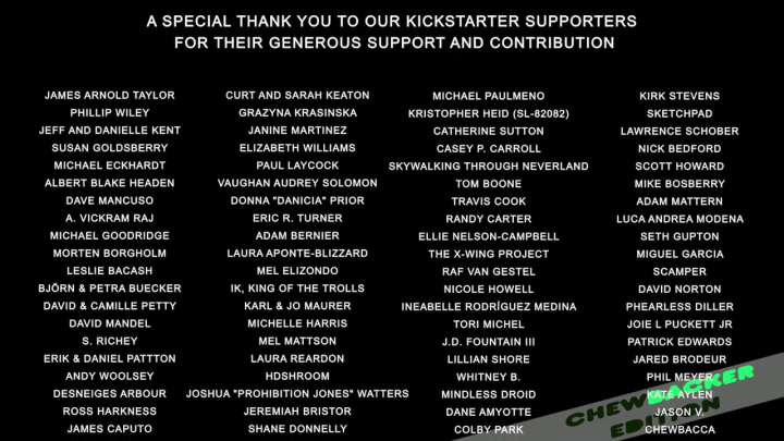 STANDING IN THE STARS: THE PETER MAYHEW STORY -- Kickstarter credits