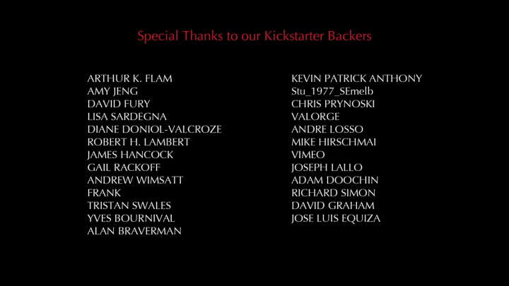 REVENGEANCE -- Kickstarter credits