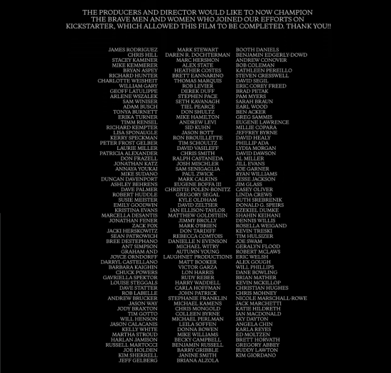 MISERY LOVES COMEDY -- Kickstarter Credit